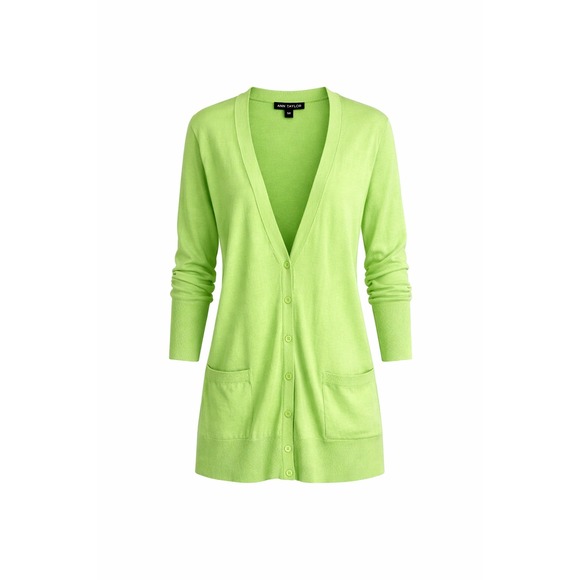 GAP Sweaters - Gap Womens Lime Green V-Neck Longline Button Front Cardigan Sweater Size S